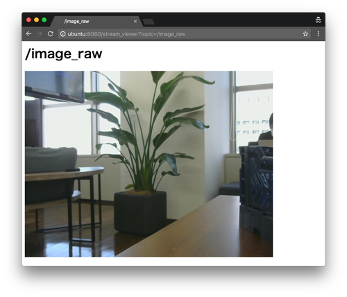 ブラウザに表示されたカメラ映像