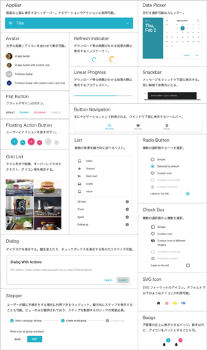 図2　Material-UIで利用可能なコンポーネント