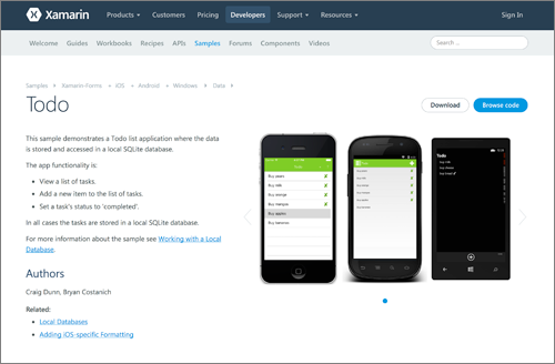 図3　TODOサンプルアプリのダウンロードサイト