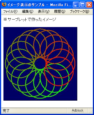 アフィン変換を使い、円を回転しながら描画させてみた。 アフィン変換を使い、円を回転しながら描画させてみた。