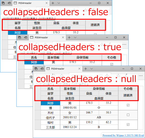 図9　MultiRowのヘッダー表示を切り替えるサンプル（P004-header）