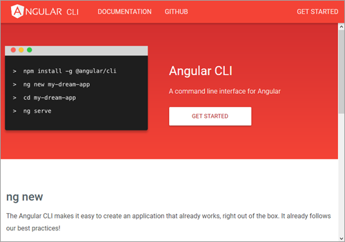 図1　Angular CLIの公式Webサイトhttps://cli.angular.io/