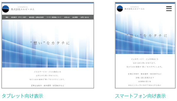 タブレット、スマートフォン向け表示