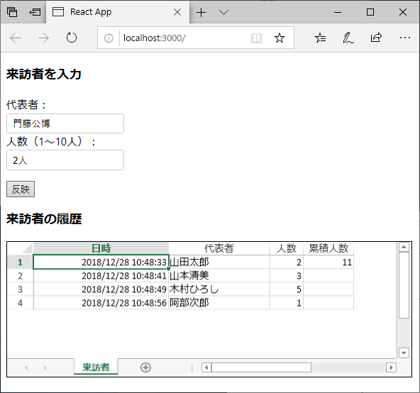 図4　Spread.SheetsとInputManJSを連携させるサンプル（p004-combination）