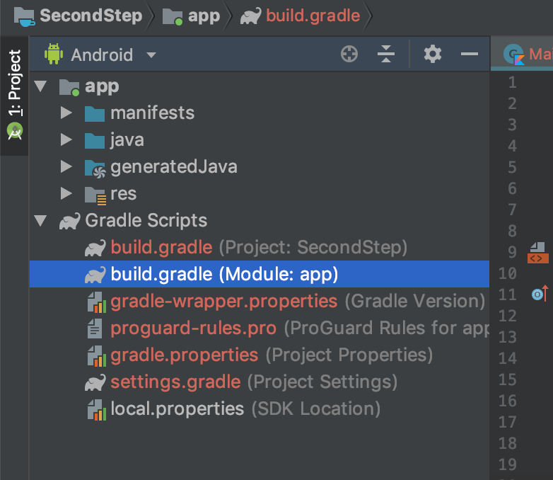 図8：appモジュールのbuild.gradle