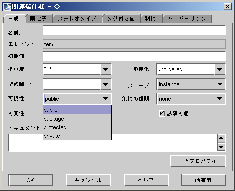 関連端仕様ダイアログ