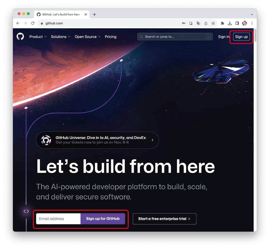 図2：GitHub: Let's build from here - GitHub