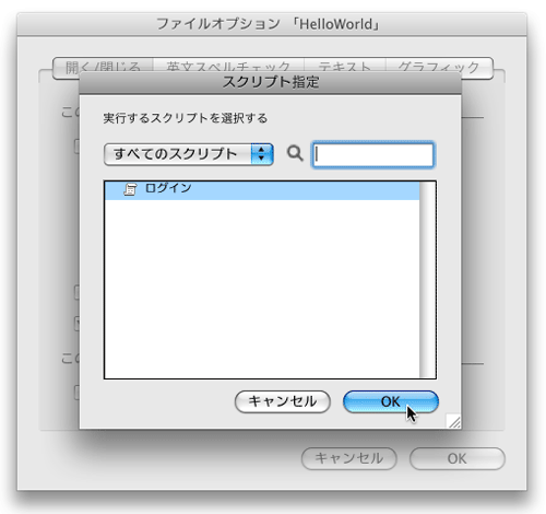 図17　ファイルを開く時に実行するスクリプトを指定