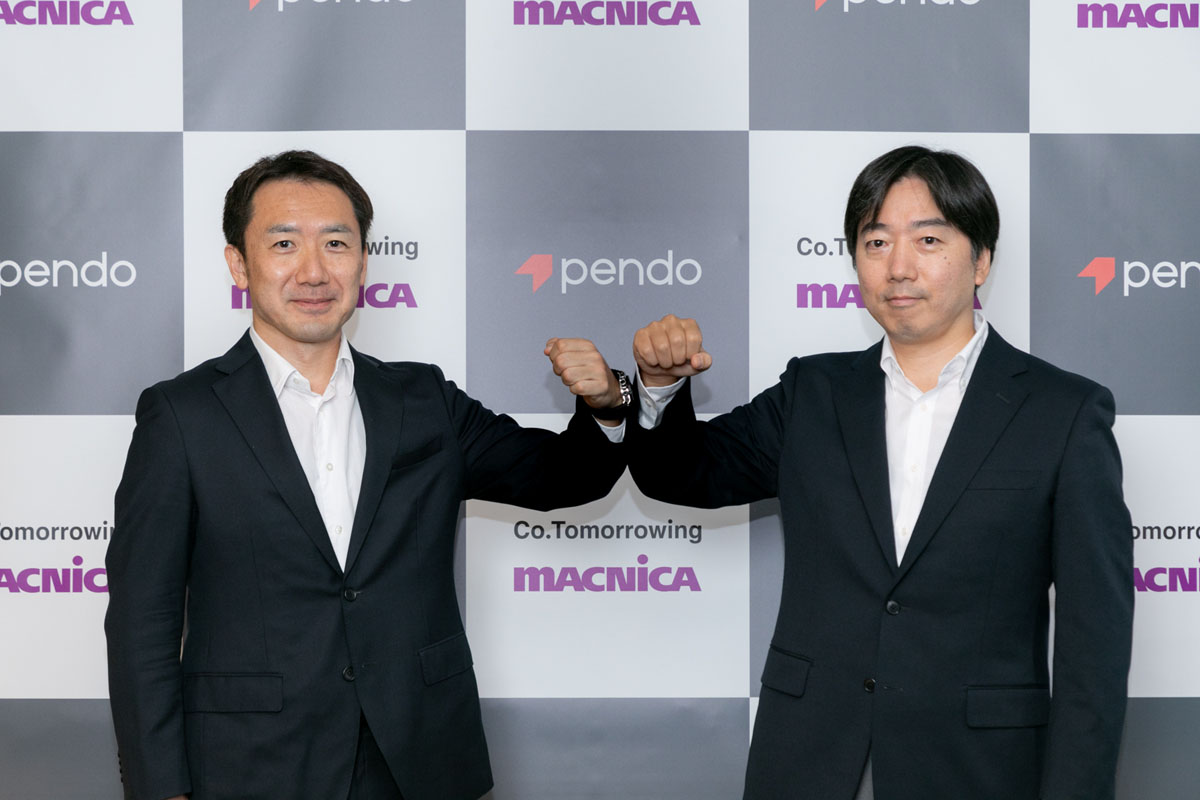 発表者:Pendo.io Japan株式会社 カントリーマネージャー 高山清光氏(左)/株式会社マクニカ ネットワークス カンパニー バイス・プレジデント 吉井奉之氏(右)