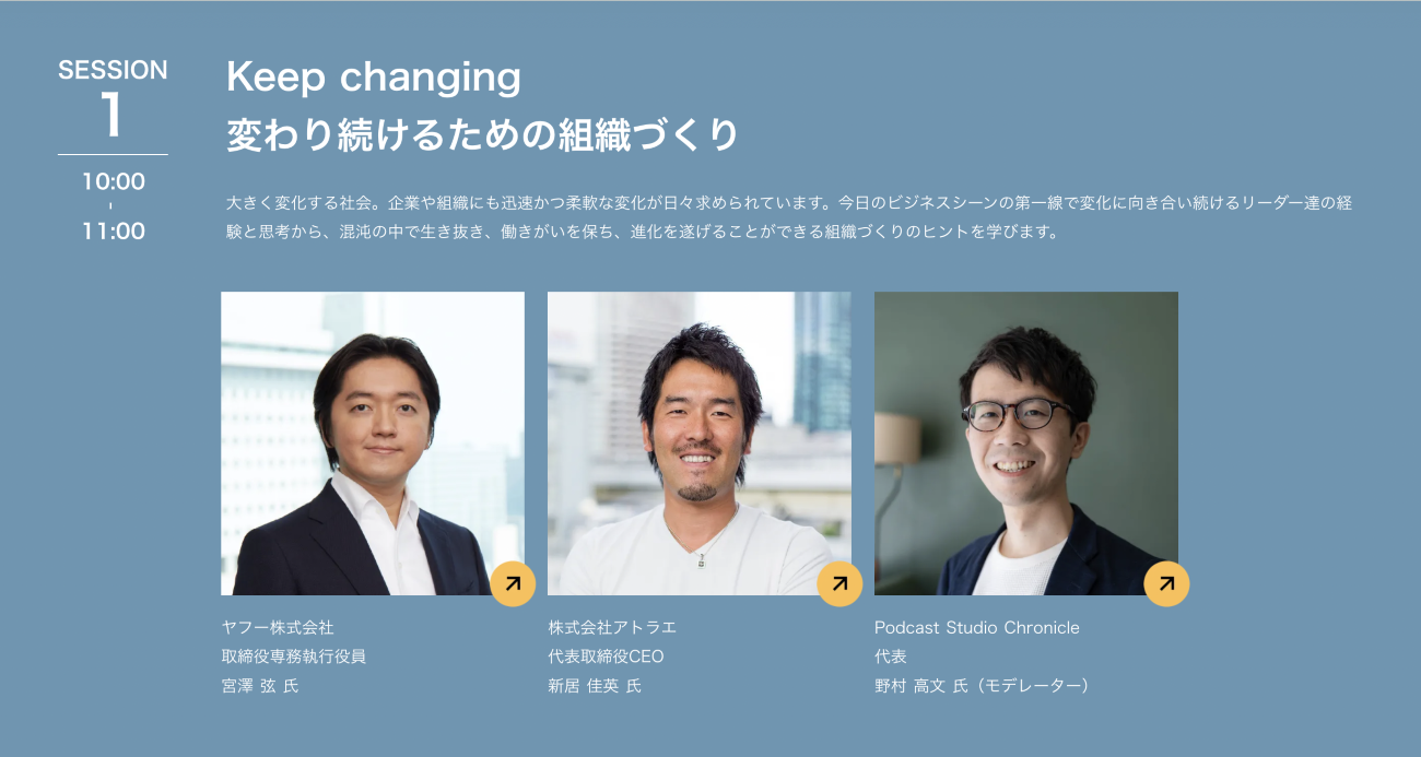 Session1「~Keep changing 変わり続けるための組織づくり~」