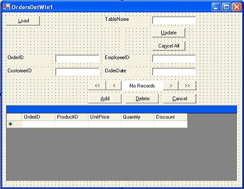 図7 Data Formウィザードによって生成されたフォーム 図7 Data Formウィザードによって生成されたフォーム