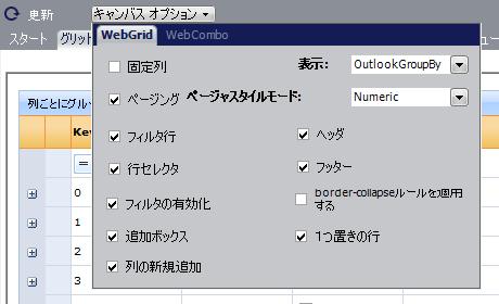 図3 - キャンバスオプションによって各機能の外観をプレビュー画面で確認できる。