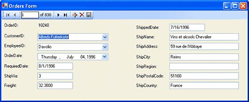 図9 Orders Formマスタの完成版 図9 Orders Formマスタの完成版