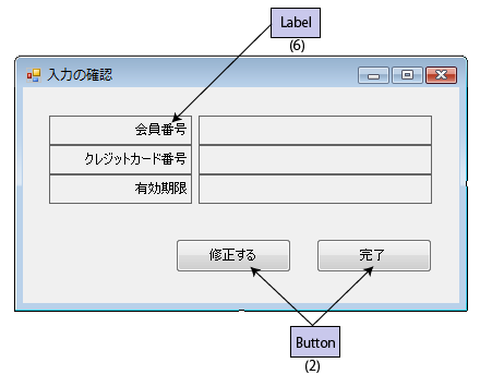 フォームForm2のデザイン（数値は配置個数）