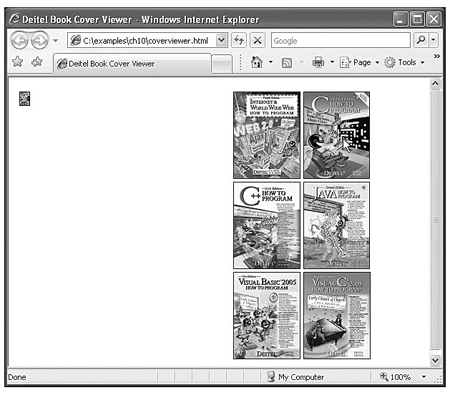 図10.5(b)『C How to Program』という本のサムネールをクリックすると、この表紙の拡大版の画像がウィンドウの左上から徐々に大きくなっていく(2/4)