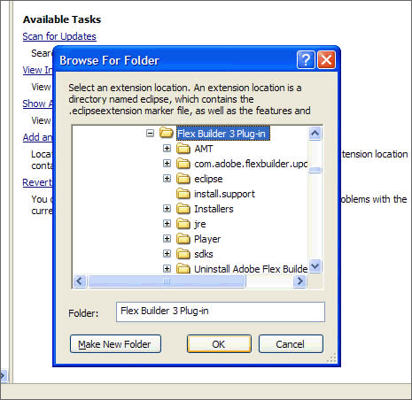 図8.Flex Builder Plugin 3.0.2をインストールしたフォルダの選択