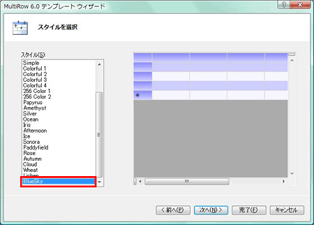 スタイルに「BlueSky」というグラデーションを施すスタイルを選択