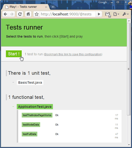 FunctionalTestを実行する。追加した2つのメソッドも正常に動作していることが分かる