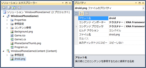 Contentプロジェクトに追加したコンテンツ
