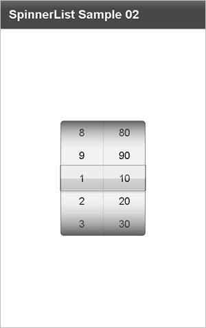 図2　SpinnerListSampleView02.mxmlの出力結果