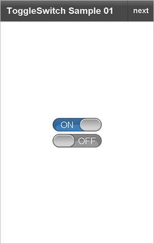 図10　ToggleSwitchSampleView01.mxmlの出力結果