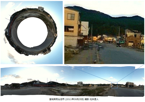 図16.全天周写真による災害状況の分析例