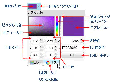 拡張モードの外観（ヘルプより抜粋）