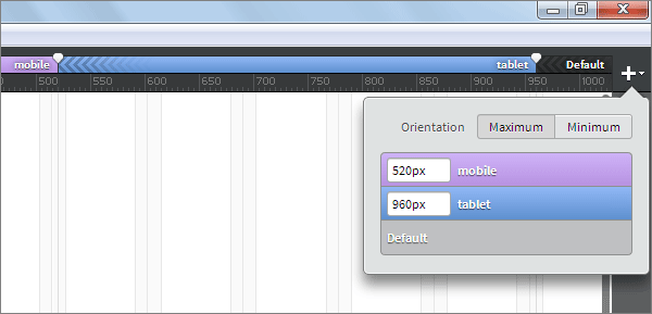 図5　520pxと960pxにブレークポイントを設定したところ