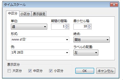 タイムスケールの設定ダイアログボックス（ヘルプより抜粋）