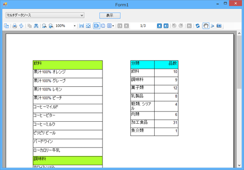 マルチデータソースのレポート