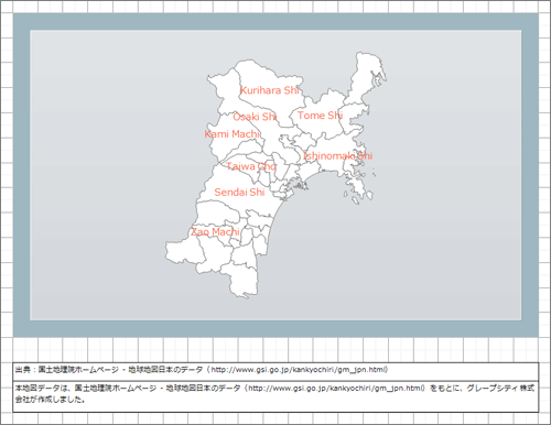 市町村名（ローマ字表記）の表示