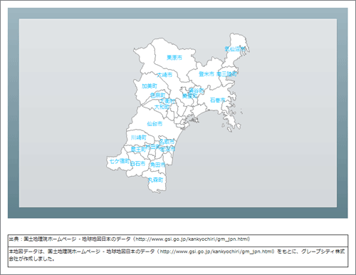 外部データ（日本語表記の市町村名）の表示