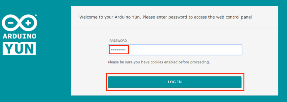 Arduino YUNパスワード入力画面