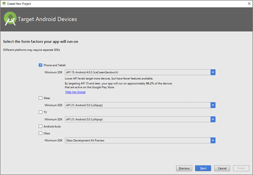 図4　Target Android Devices画面