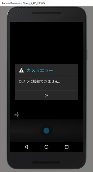 図2　カメラアプリのエラー