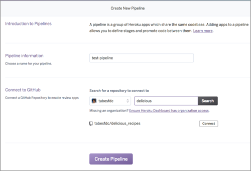 図4 Heroku Pipeline作成画面
