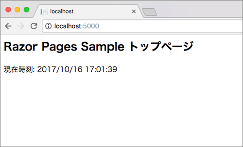 図4　Index.cshtml作成後のアプリケーションのトップページ