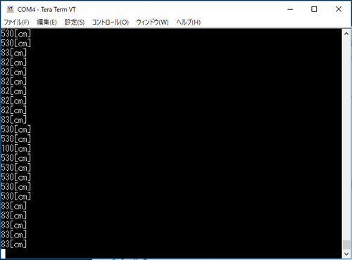 TeraTermによる計測の様子
