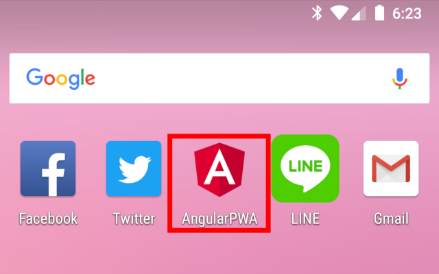 図9：アプリとしてインストールされたWebページのアイコン（p002-manifest）