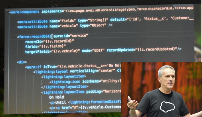 カーマックス社アプリを解説するChristophe Coerraets氏（Principal Architect、Developer Evangelism、Salesforce）