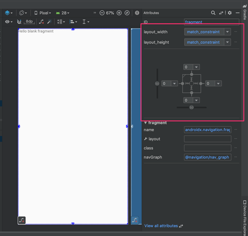 図22：NavHostFragmentを画面いっぱいに表示する