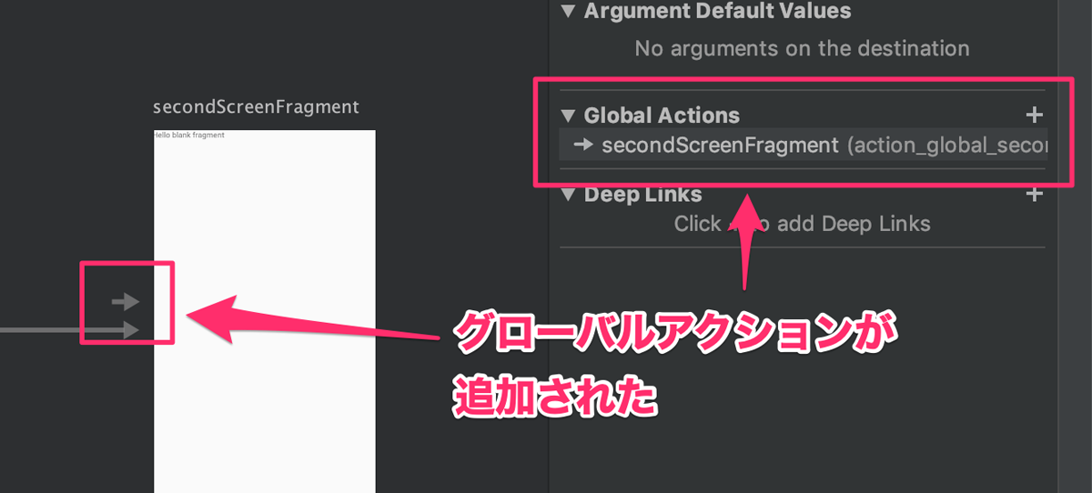 図23：グローバルアクションが作成された 