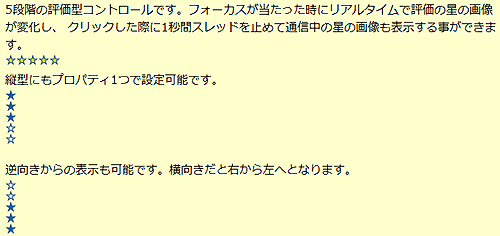 図5 Ratingコントロールの実行結果