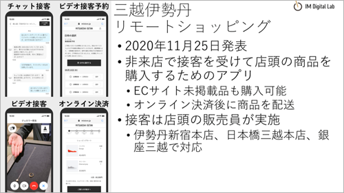 アプリを通じて接客を受け、店頭の商品を購入できる