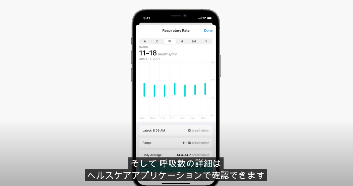 図5.  睡眠トラッキングのアップデートが紹介されている様子（https://youtu.be/0TD96VTf0Xs?t=4157 より引用）
