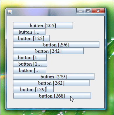 LayoutManager2を使い、Integerインスタンスを渡して横幅を指定させる。