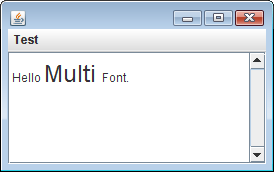 メニューを選ぶと、"Hello Multi Font."のMultiだけが24ポイントに変更される