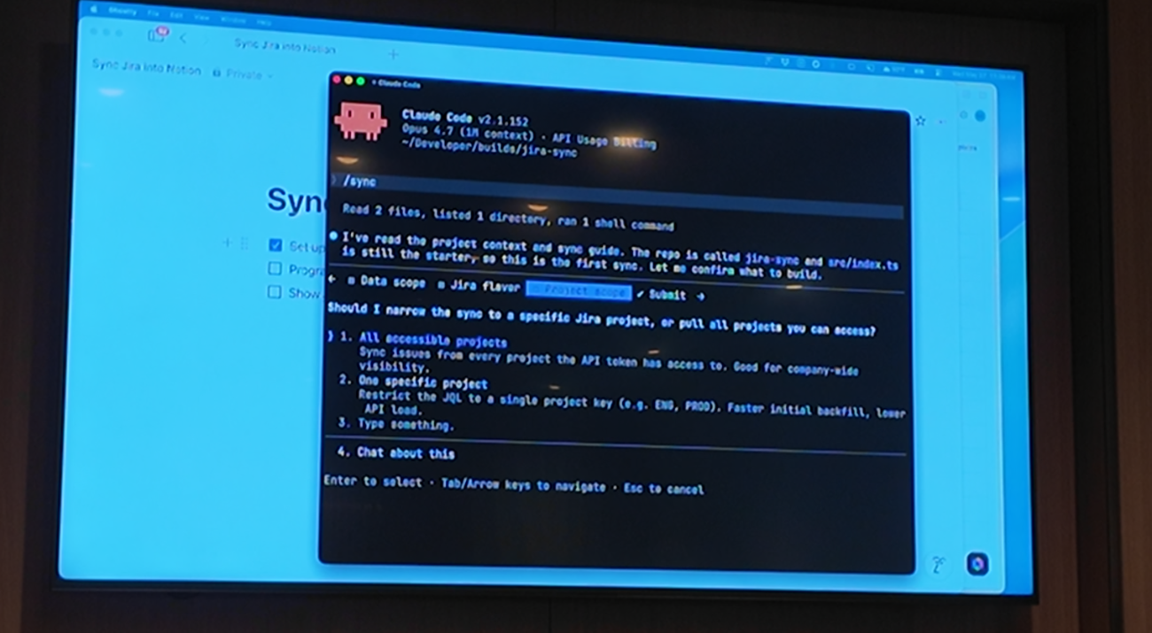 Claude CodeでNotionとJiraを連携させるデモの様子