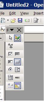 図2　OpenOfficeフォームコントロール。このパネル上のコントロールをフォームに配置できる