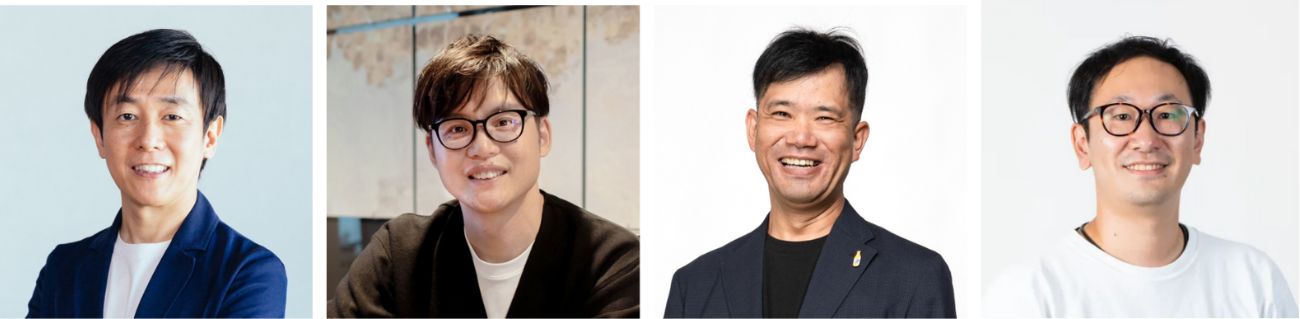 登壇者：（左から）サイボウズ株式会社 代表取締役社長 青野慶久氏、さくらインターネット株式会社 代表取締役社長／最高経営責任者 田中邦裕氏、株式会社ヌーラボ 代表取締役 CEO 橋本正徳氏、モデレーター：蜂須賀氏